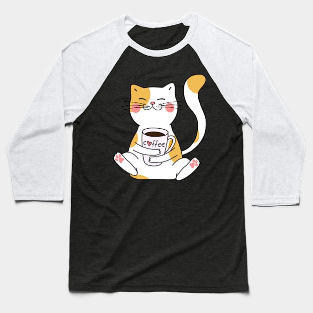 Cats and Coffee - Perfect Gift Idea for Cats and Coffee Lovers, Best for Christmas, Birthday or any Occasion, for Cat and Coffee Lover Girls, Boys, Men, Women, Wife, Husband, Grandma, Grandpa, Baseball T-Shirt by Fanboy04